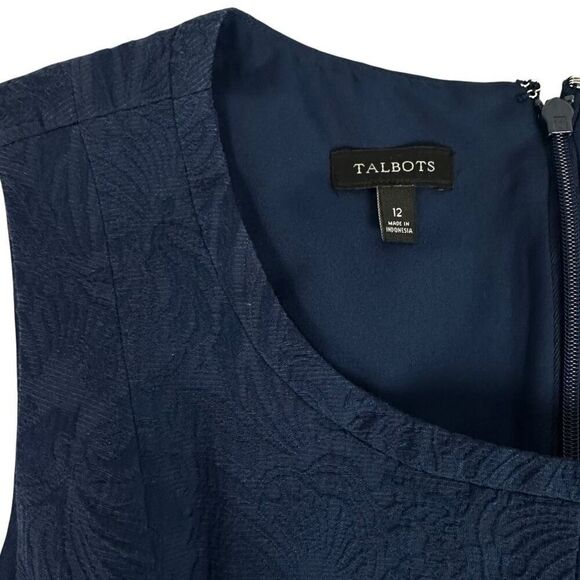 Talbots Navy Jacquard Textured Dress size 12 - Picture 4 of 5